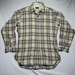 Vintage Pendleton‎ Country Traditional Mens Wool Shirt Plaid M Brown Flannel